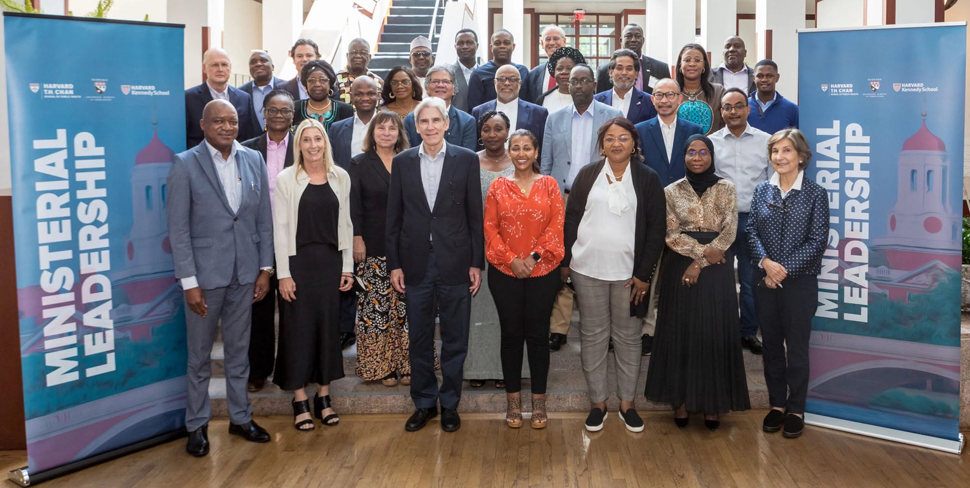 The 2022 cohort of Ministers pose for a group photo during the Harvard Ministerial Forum for Sectoral Ministers.